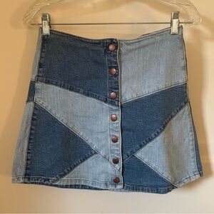 Pieced button up denim skirt